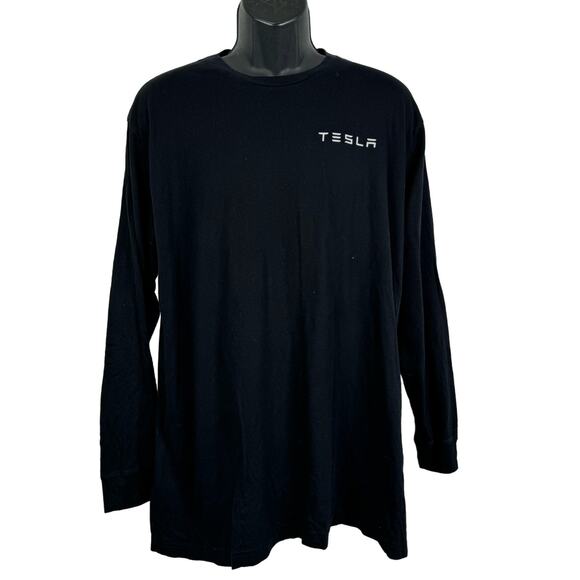 Tesla Black Long Sleeve T-Shirt Men’s Size (Large) Logo Print Front/Black - Picture 1 of 5